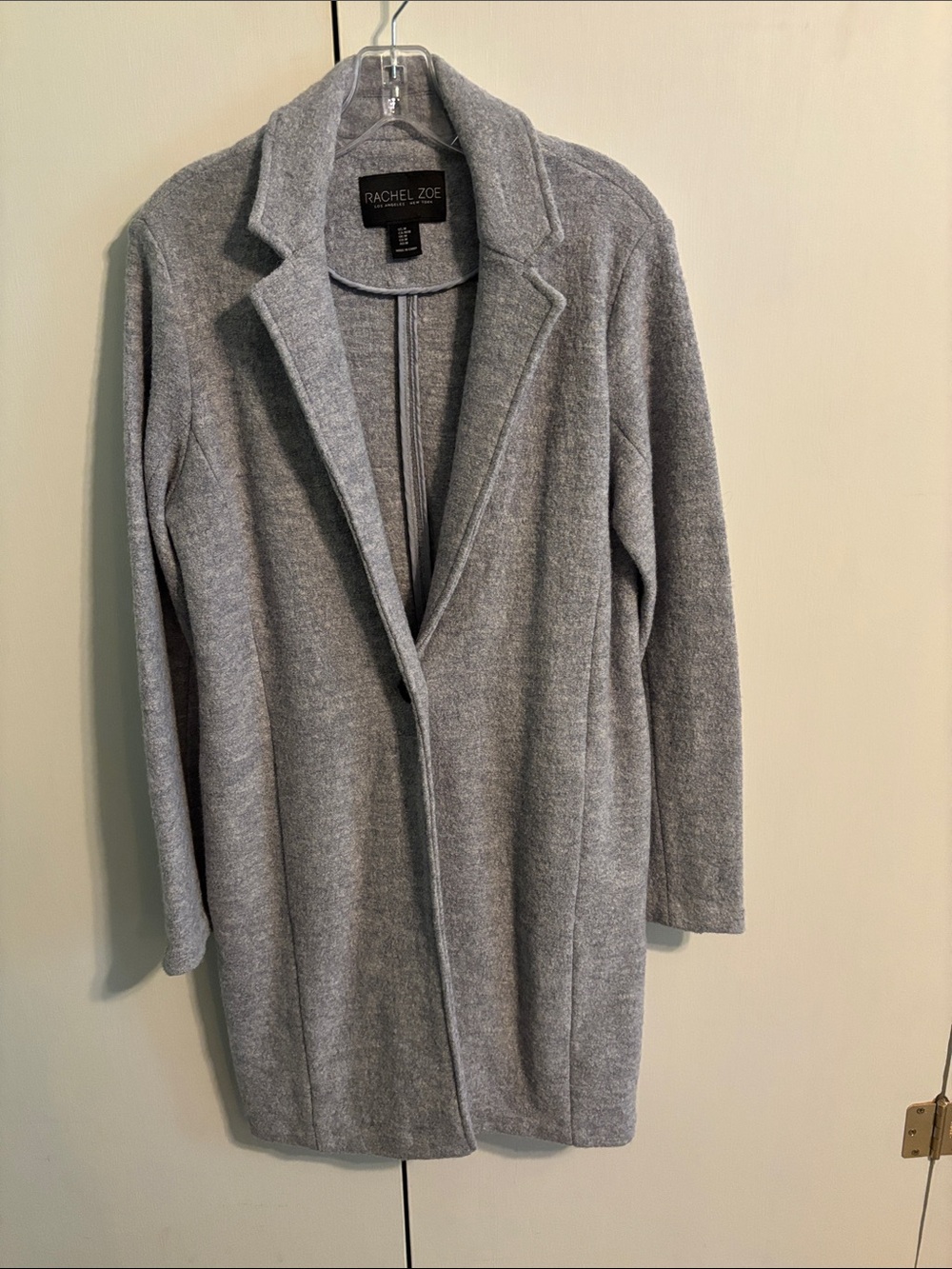 Rachel Zoe Light Gray Tailored Open-Front Sweater Coat